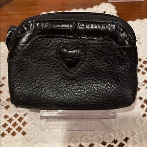 Brighton Black Leather Heart Accent Coin Pouch